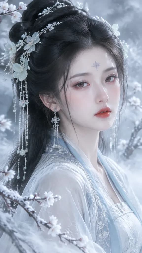 Cold Ethereal Tang Dynasty Fantasy Portrait