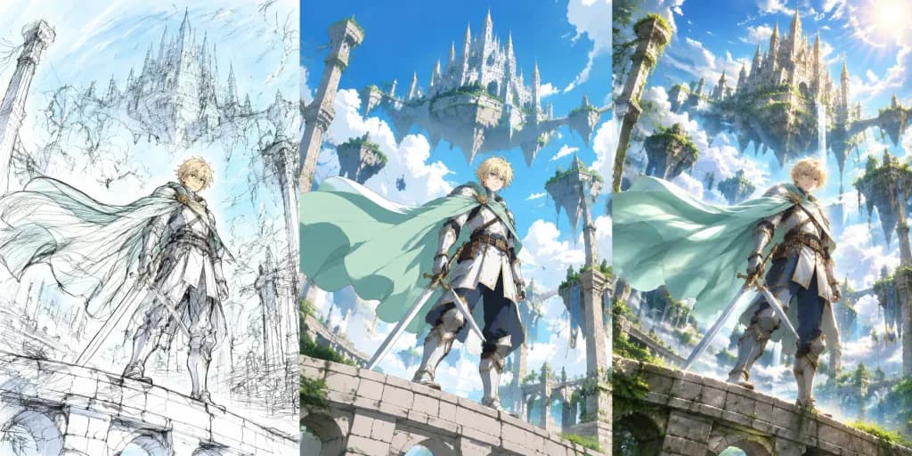 Fantasy Sky Kingdom Art Evolution Triptych