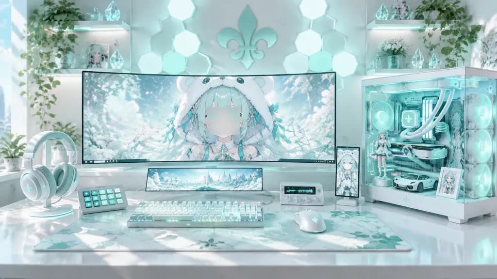 近未来パステルアニメゲーミングデスク