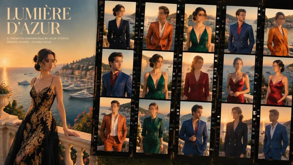 Riviera Fashion Film Poster and Contact Sheet