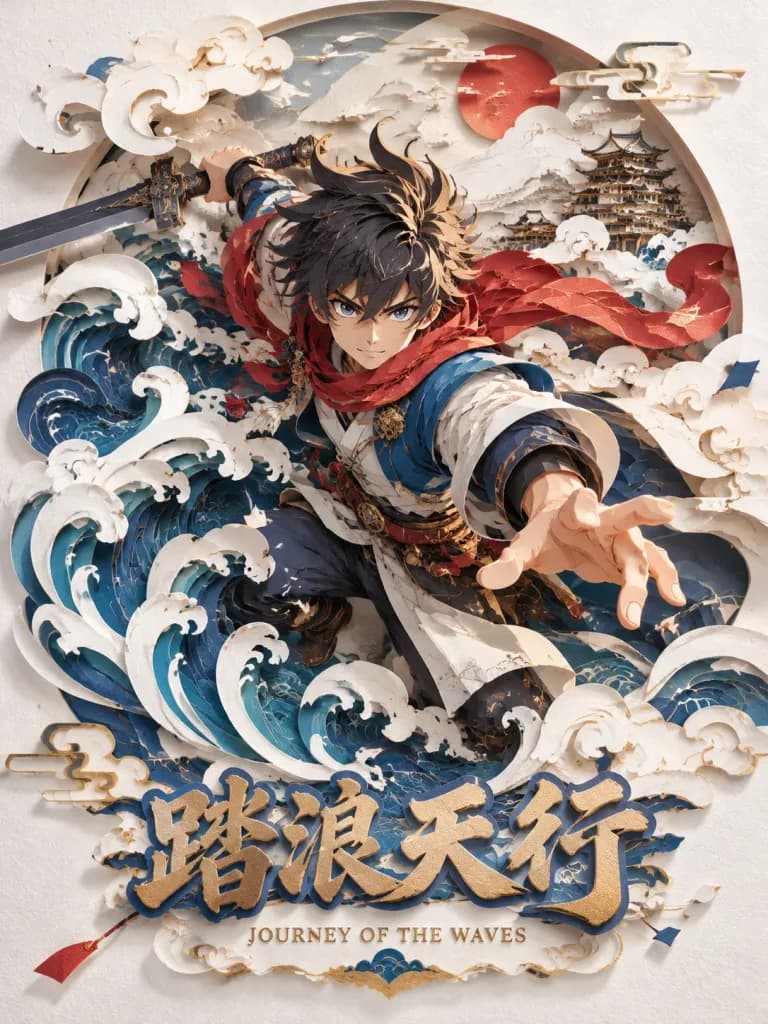 3D剪紙立體動漫海報