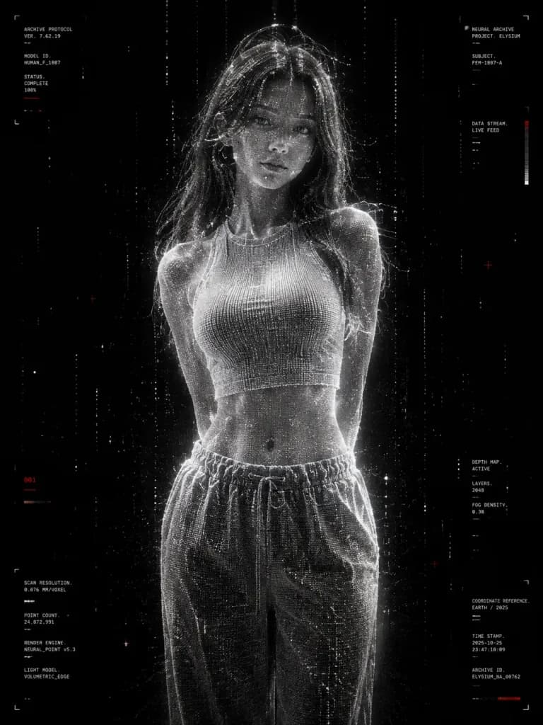 近未来ホログラフィック・ポイントクラウド肖像
