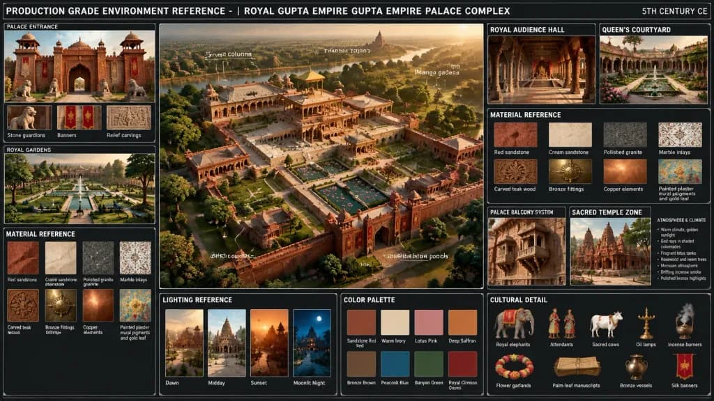 Ancient Gupta Palace Environment Reference Board