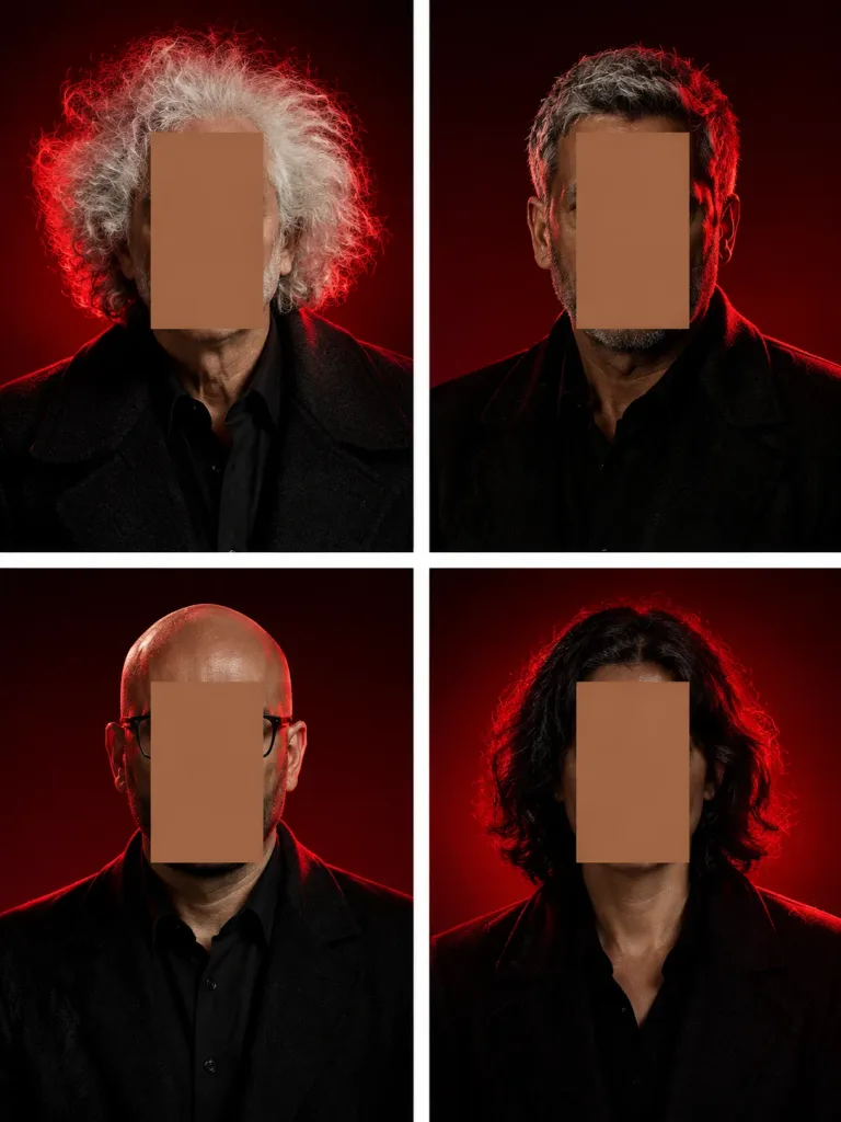 Red Rim Lit Censored Portrait Grid