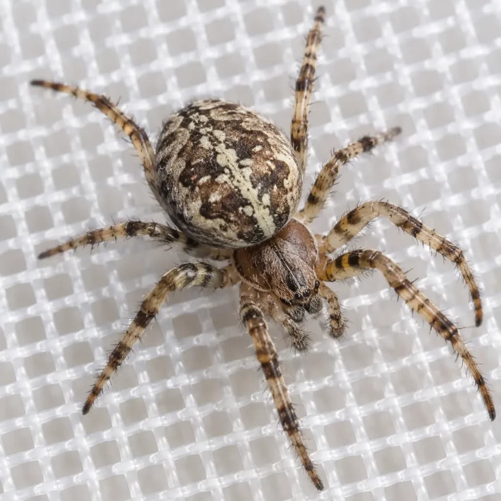 Macro Spider on Mesh Screen