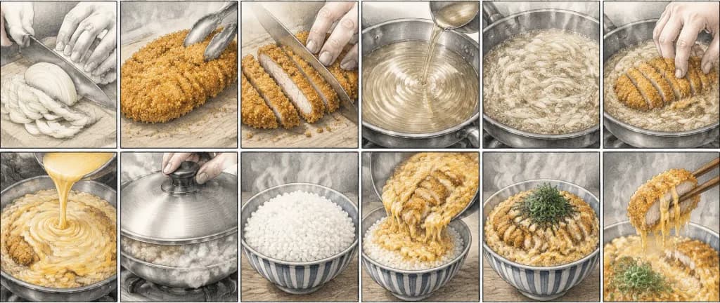 Manga Storyboard Katsudon Recipe Steps