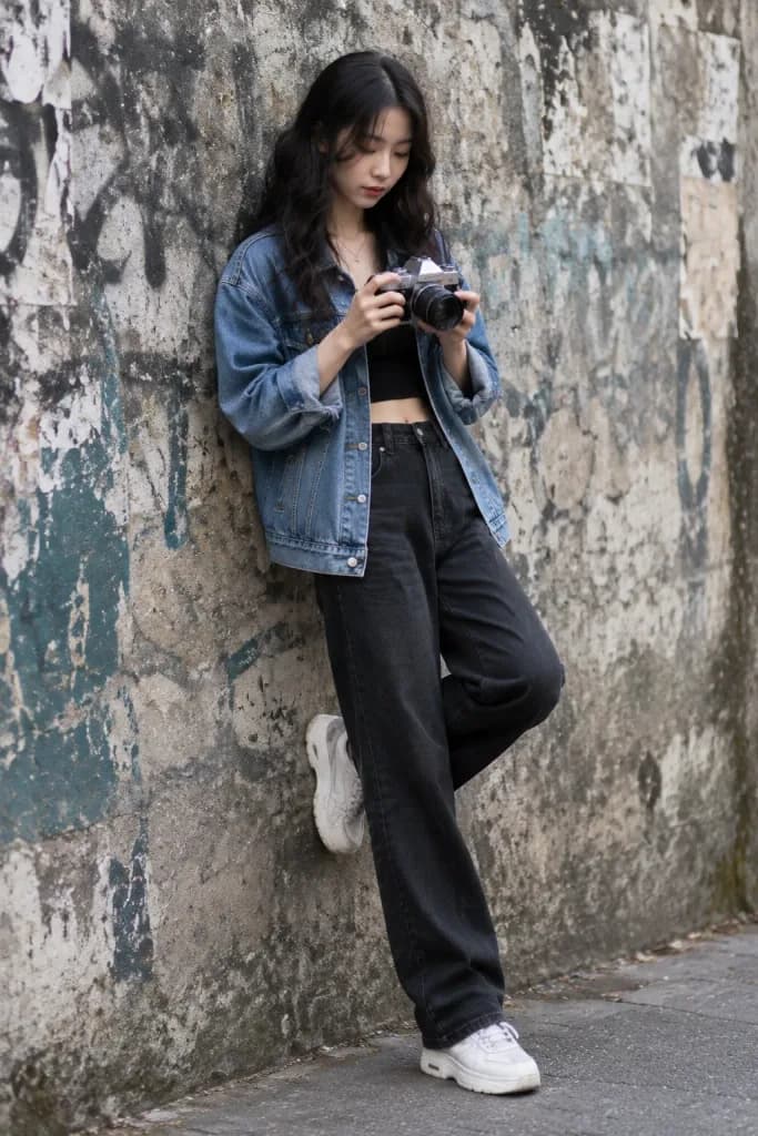 Street Fashion Portrait with Vintage Camera