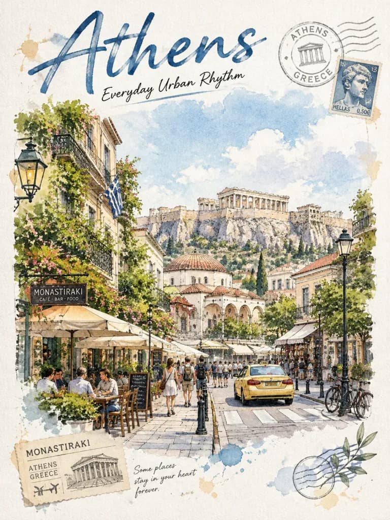 Atina Mimari Gezi Eskiz Posteri