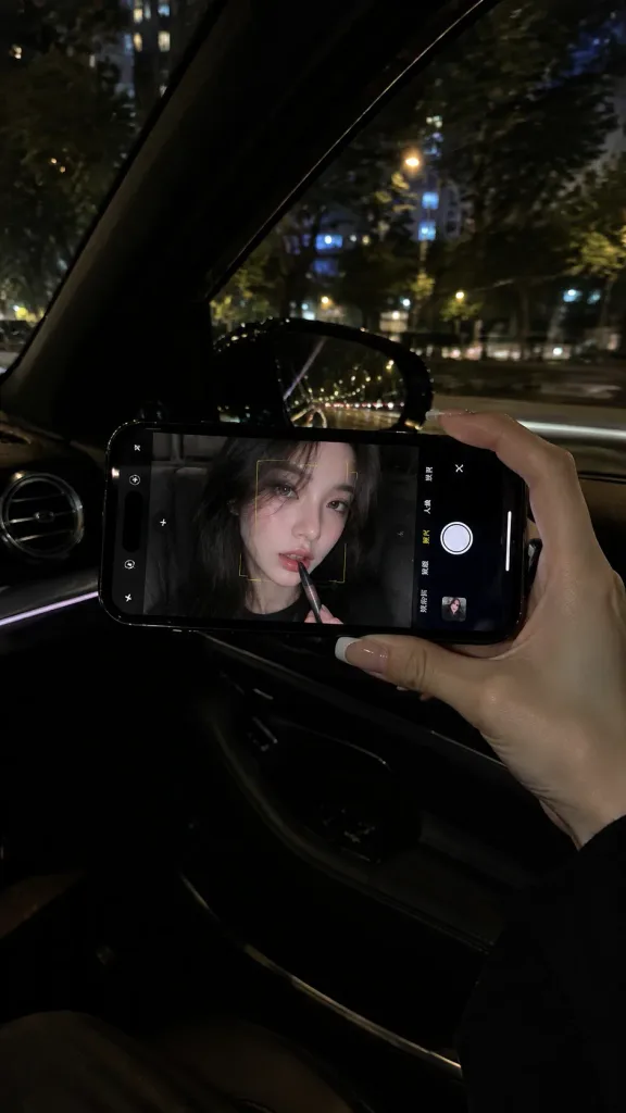 Night Car Phone Screen Selfie