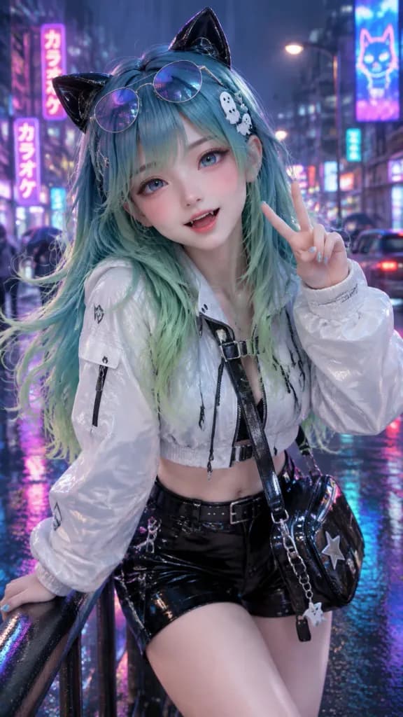 Cyberpunk Anime Neko Girl 3D Render