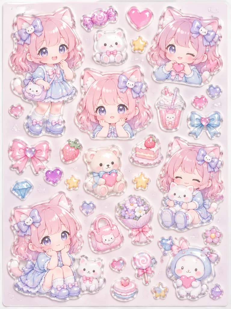 3D Puffy Resin Sticker Sheet
