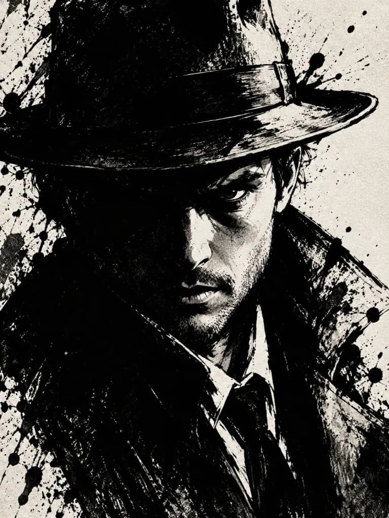 Portret Tuszem w Stylu Powieści Graficznej Noir