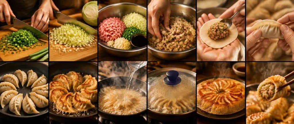 Pan-Fried Gyoza Cooking Storyboard