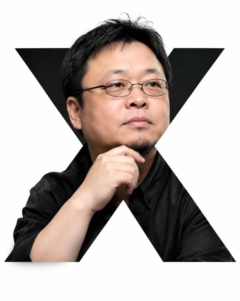 X 문자 프레임 입체 그래픽 초상화