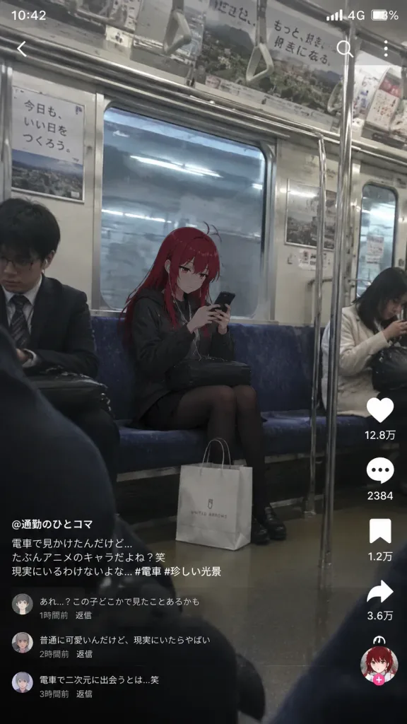 Candid Anime Character Train Commute