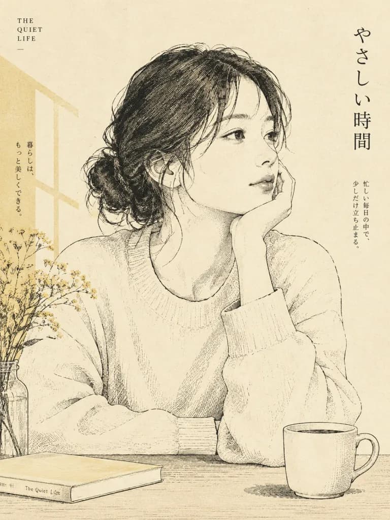 Editorial Japanese Line Art Portrait