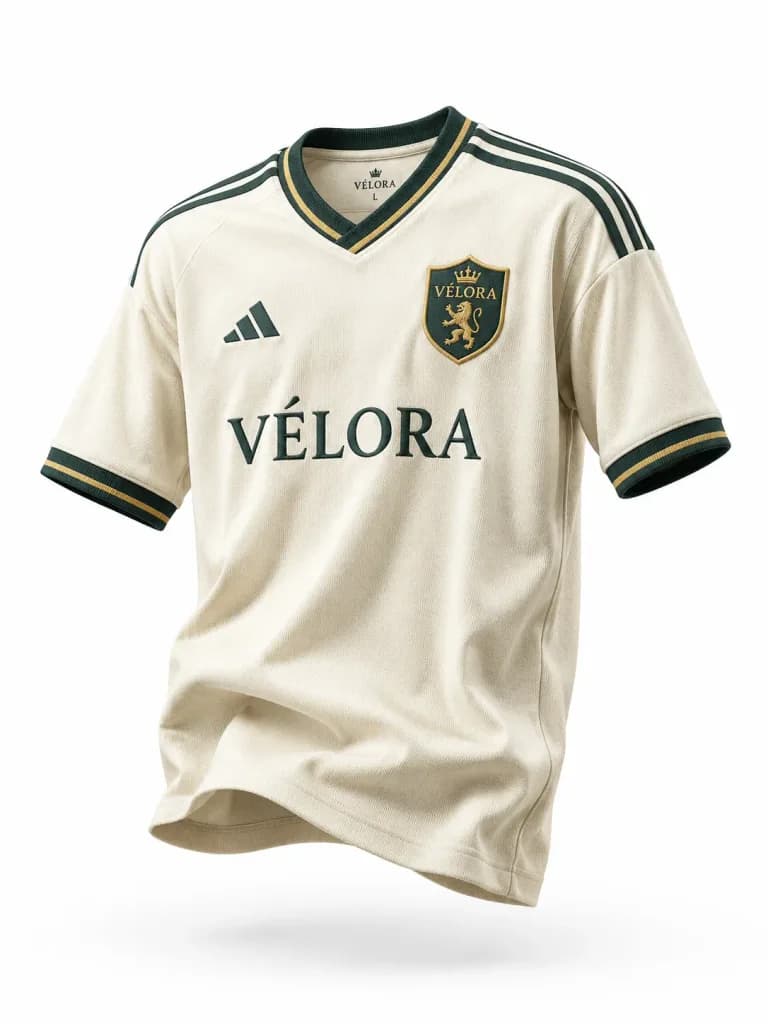 浮遊するサッカーユニフォームのスタジオルックブック