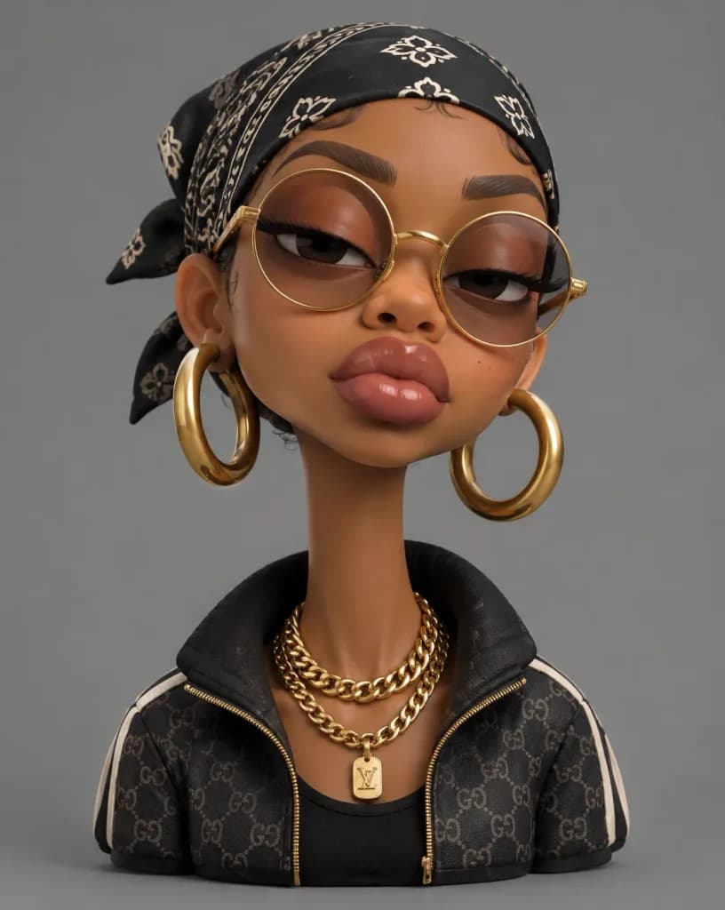 Stylized 3D Caricature Fashion Figurine