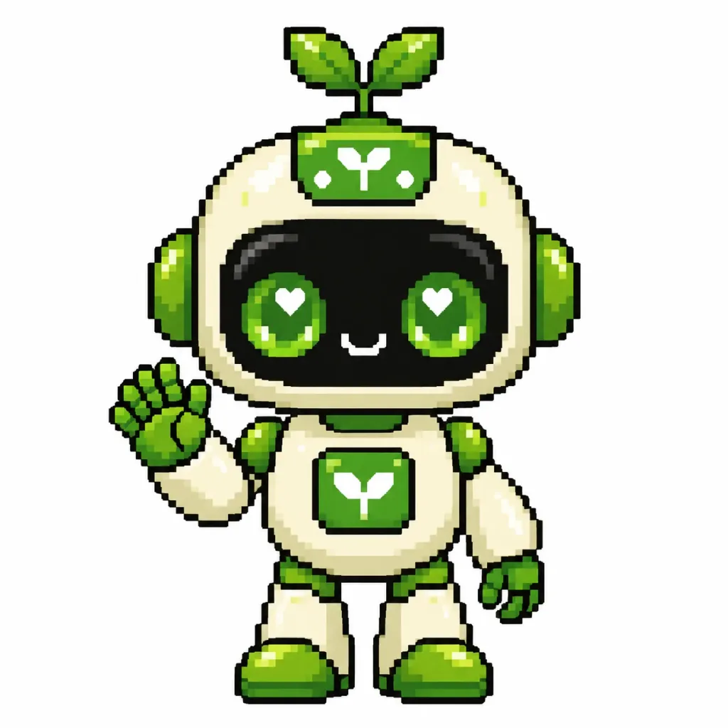 Chibi Eco Robot Pixel Art Mascot