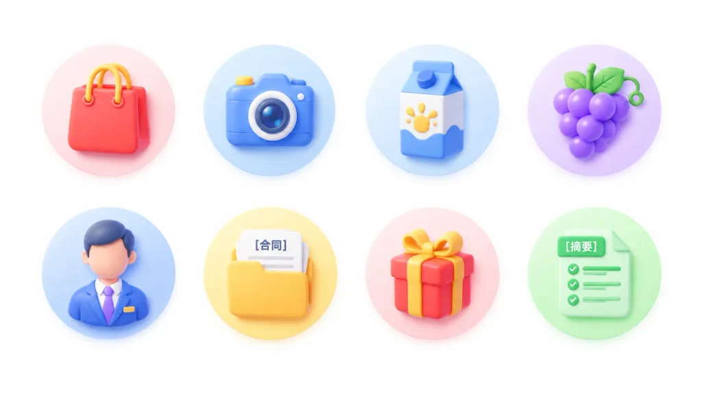 Clay 3D App Shortcut Icon Grid