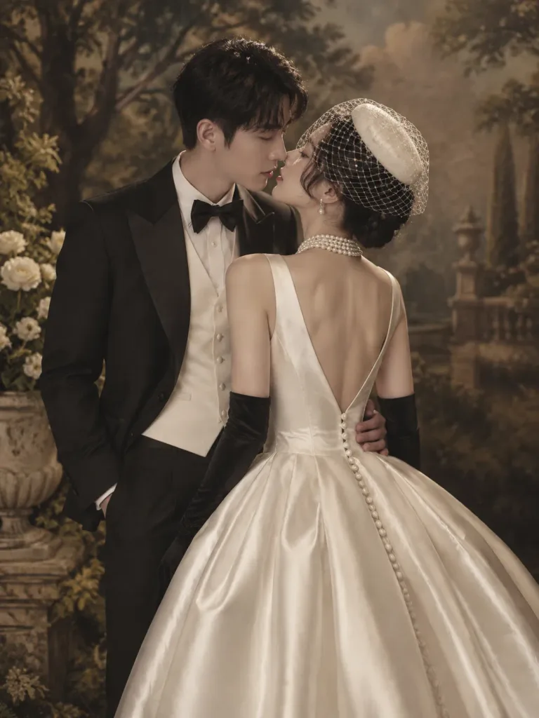 빈티지 스튜디오 가든 웨딩 포트레이트