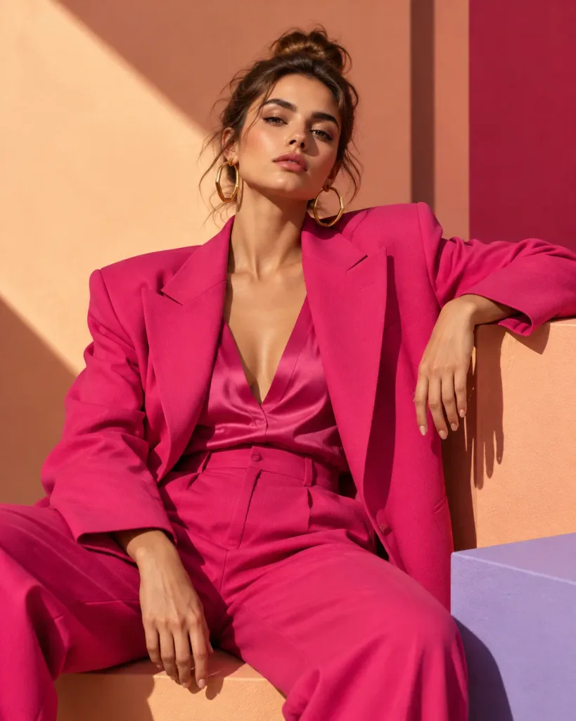 Vibrant Fuchsia Power Suit Studio Editorial