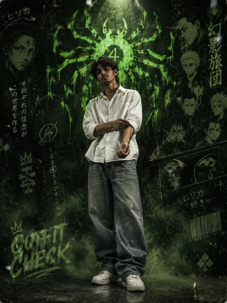 Anime Streetwear Outfit Check Poster