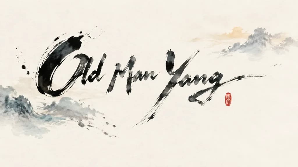 Minimalist Oriental Ink Wash Calligraphy