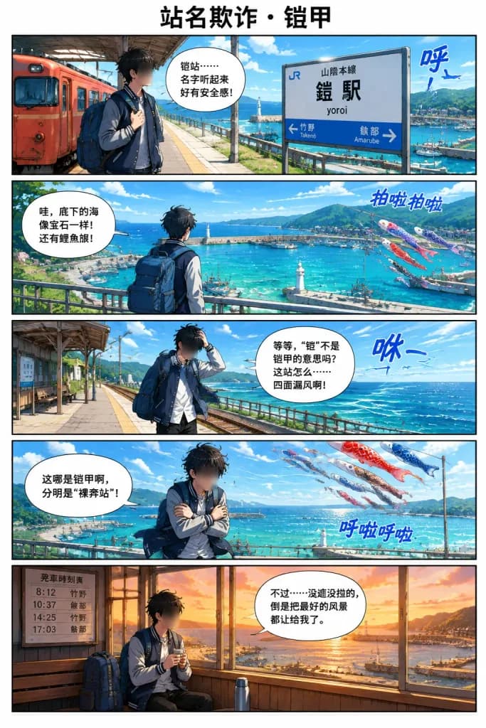 Seaside Train Station Travel Manga Page