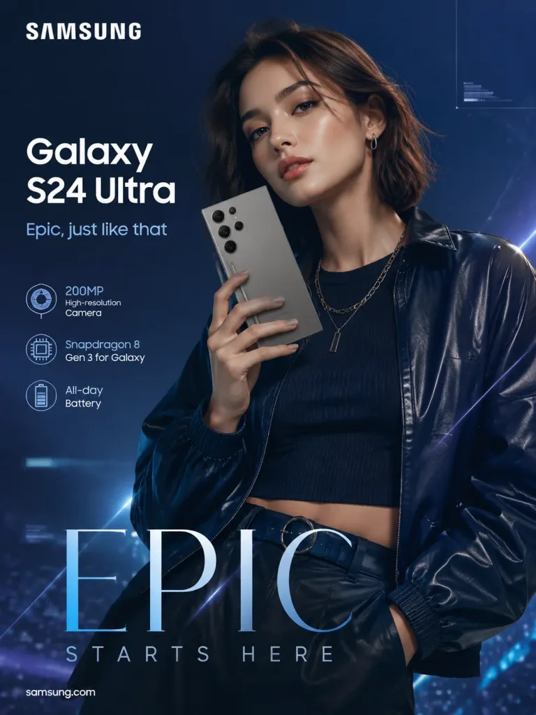 Futuristic Smartphone Ad Poster