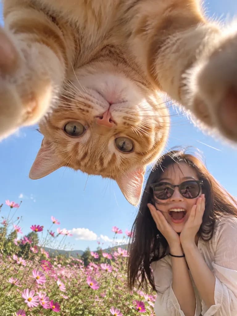 Ảnh Selfie Góc Nhìn Mèo Lộn Ngược Hài Hước
