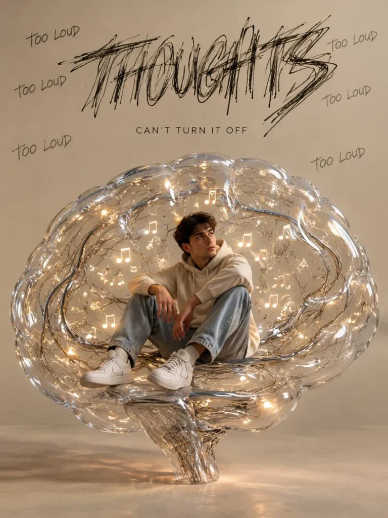 Editorial Portrait Inside Glass Brain Sculpture