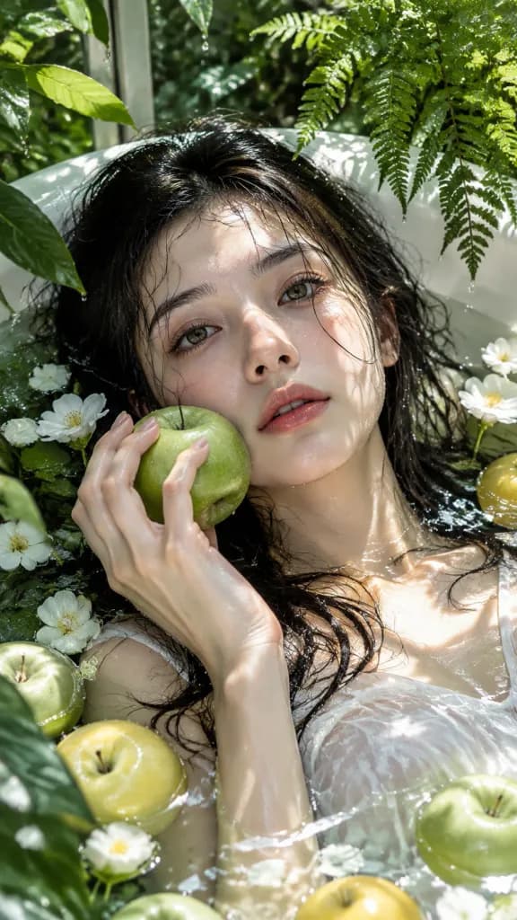 풋사과와 함께한 수중 시네마틱 패션 포트레이트