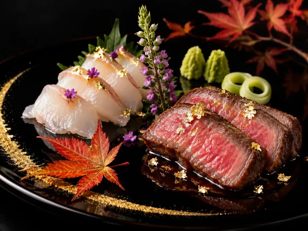 Piatto Kaiseki con Wagyu e Sashimi