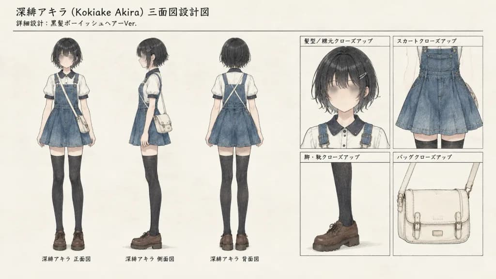 Anime Character Turnaround Reference Sheet