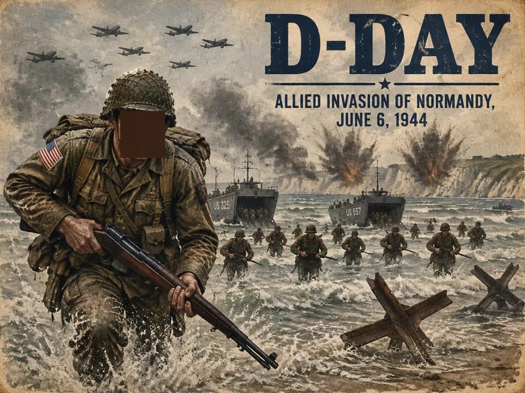 Vintage WWII Normandy Commemorative Poster