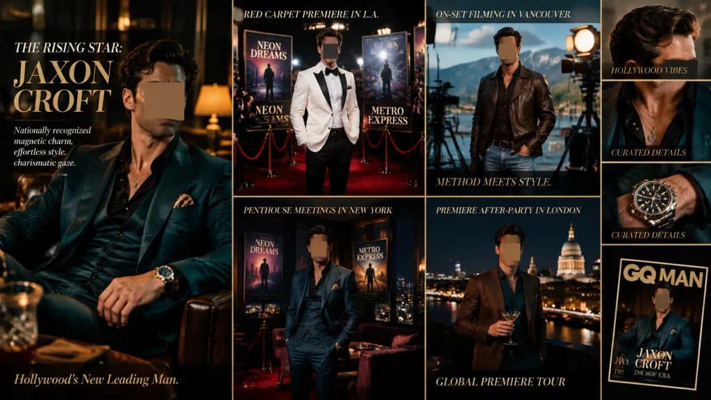 Hollywood Star Editorial Magazine Collage