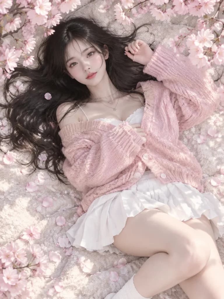 春の桜フラットレイポートレート