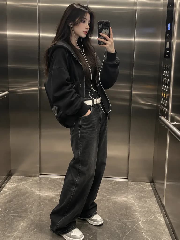어반 스트리트웨어 엘리베이터 거울 셀카