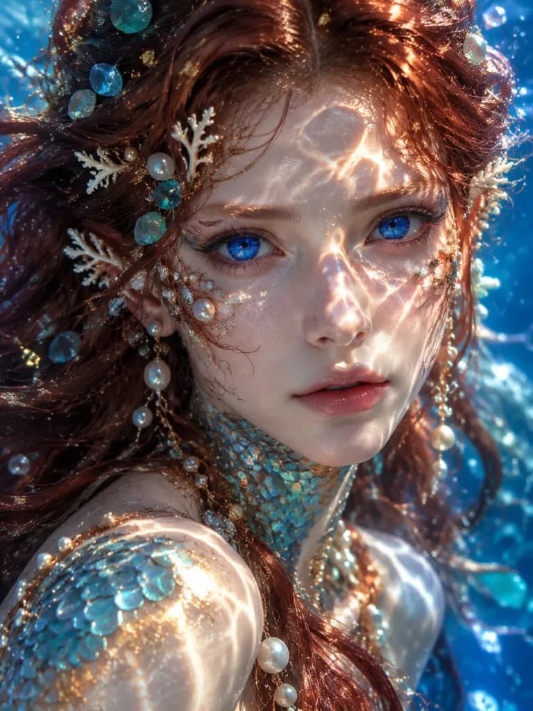 水中の人魚女王 マクロポートレート