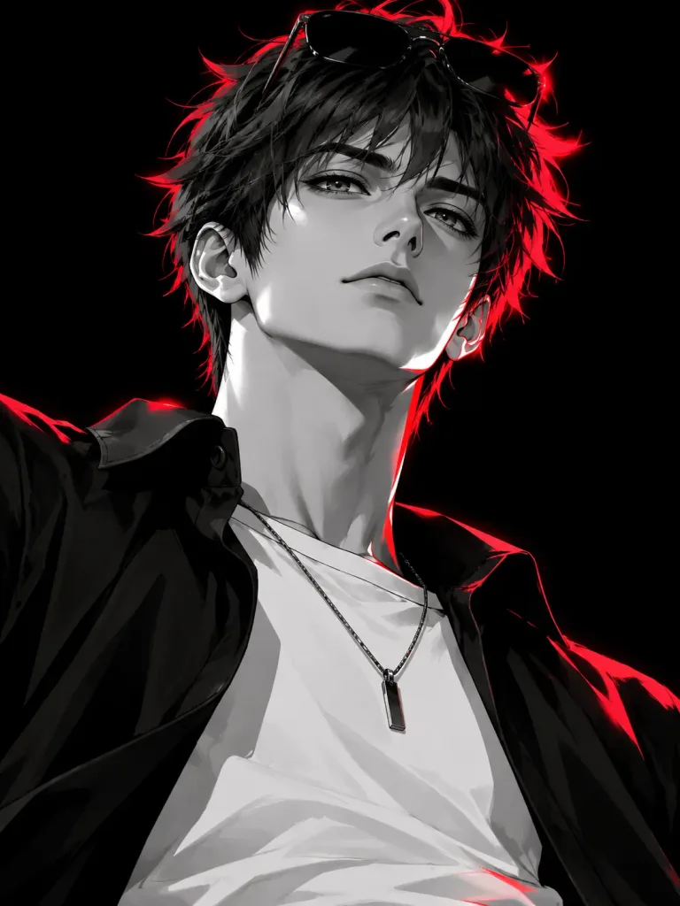 Monochrome Portrait with Neon Rim Light