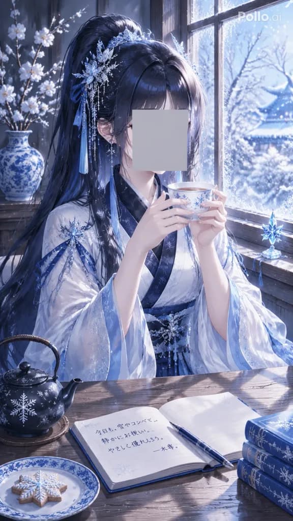 서리 낀 창가의 겨울 쿠노이치 티타임