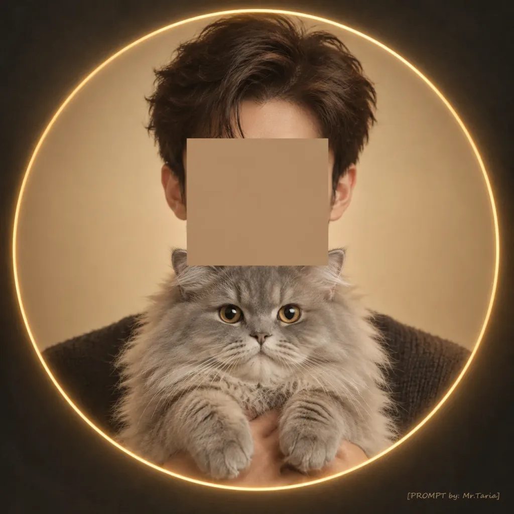 光る光輪の猫抱きアバター