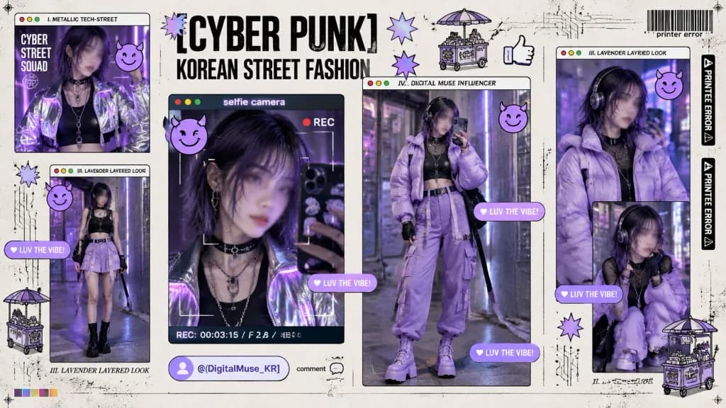 Collage Zine di Moda Streetwear Coreana Cyberpunk