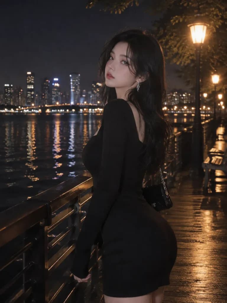 湖畔夜景CCD底片人像