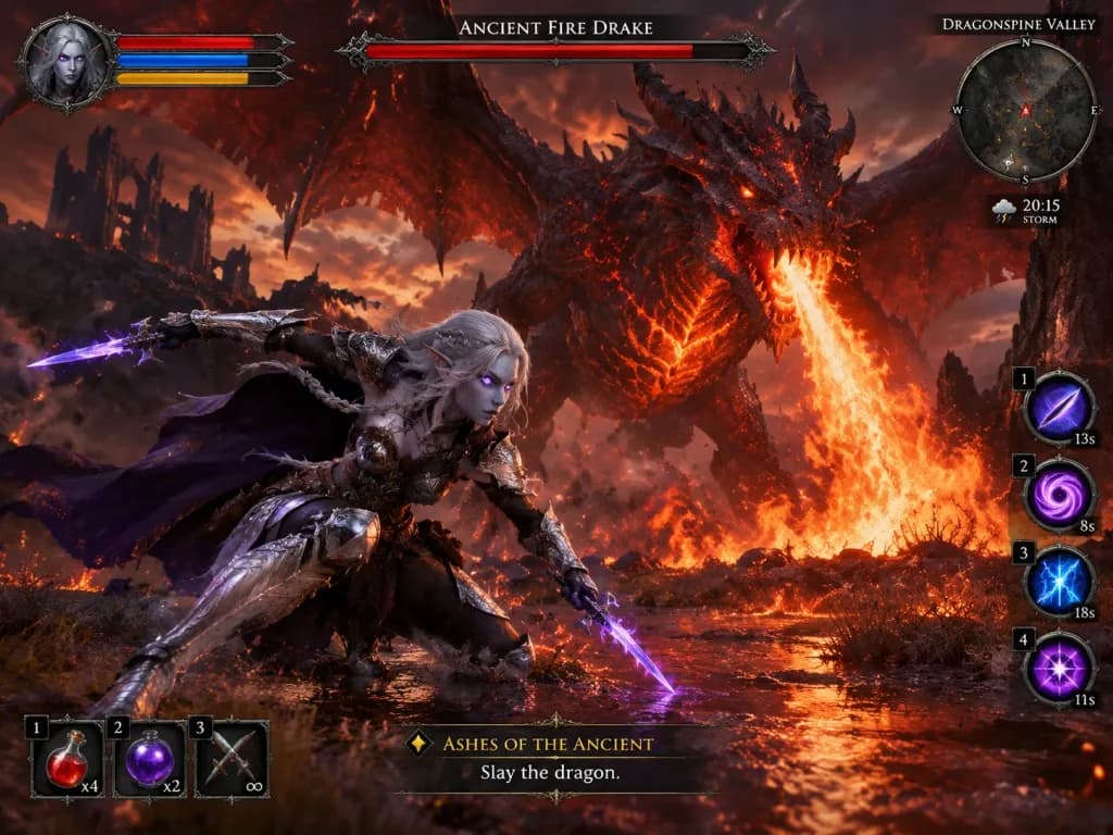 Dark Fantasy RPG Boss Fight Screenshot