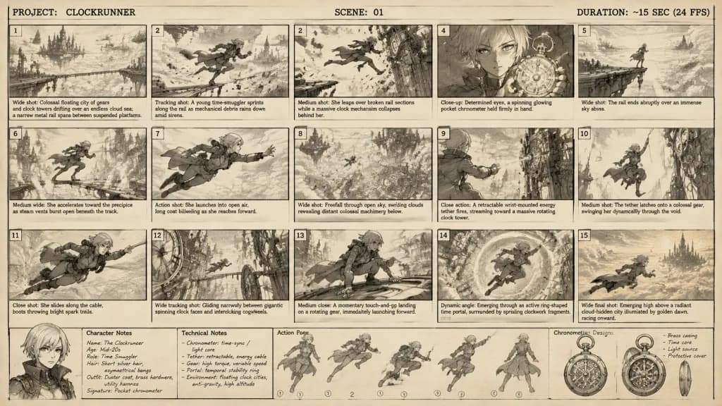 Steampunk Film Storyboard Sheet
