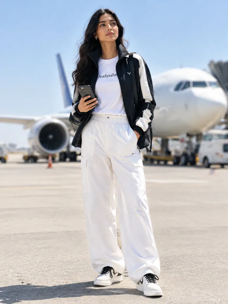 Luxury Streetwear Portrait on Airport Tarmac