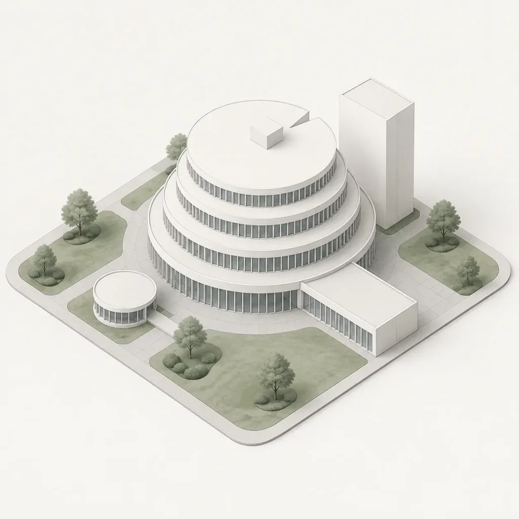 Isometric Tiered Circular Architecture Model