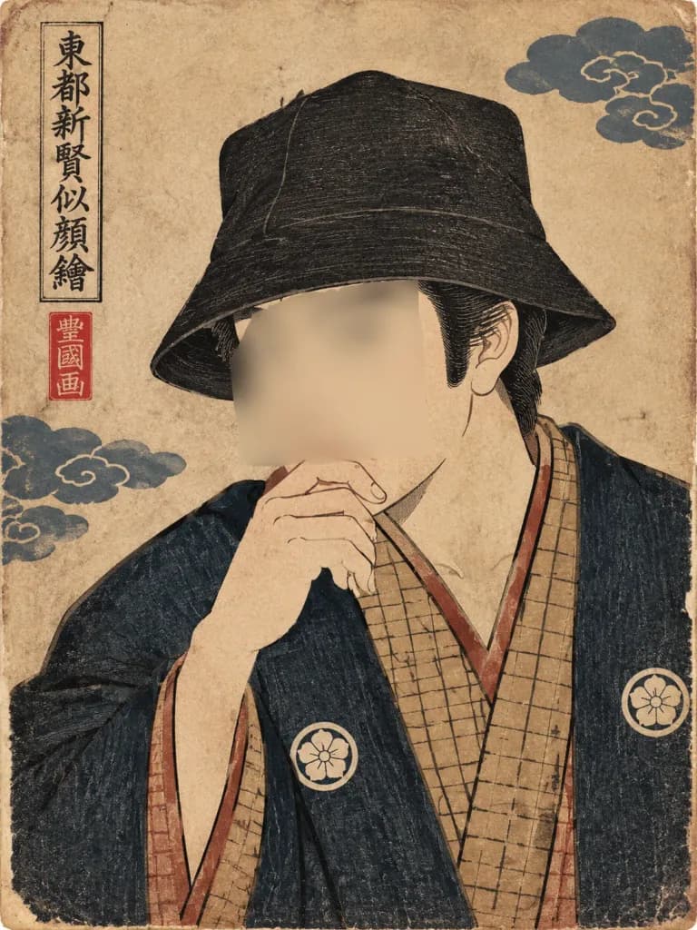 에도 우키요에 목판화 초상화 변환